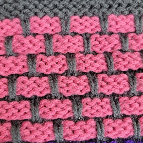 Handknit Striped Throw Stroller Blanket Kids Purple Pink Blue Yellow Green 31x23 - Picture 7 of 11